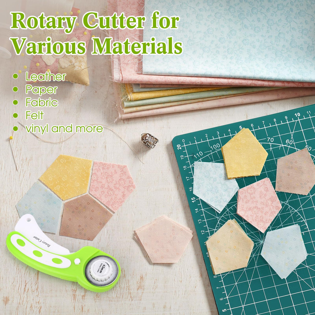 Chunful 5 Pcs Rotary Cutter Set 2 Pcs A4 Self Healing Cutting Mat & 45mm Fabric Cutter Wheel with 2 Blades 9 x 12 Inch Sewing Cutting Mats for Crafts Quilting Patch Working Hobby