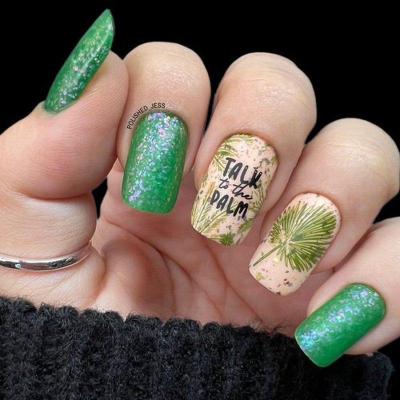 Maniology Shake Your Palm Fronds Nail Stamping Plate | Tropical and Beach Vibes Nail Art, Summer Manicure, Palm Trees DIY Patterns - Reusable, Rectangular, Stainless Steel Nail Art Template