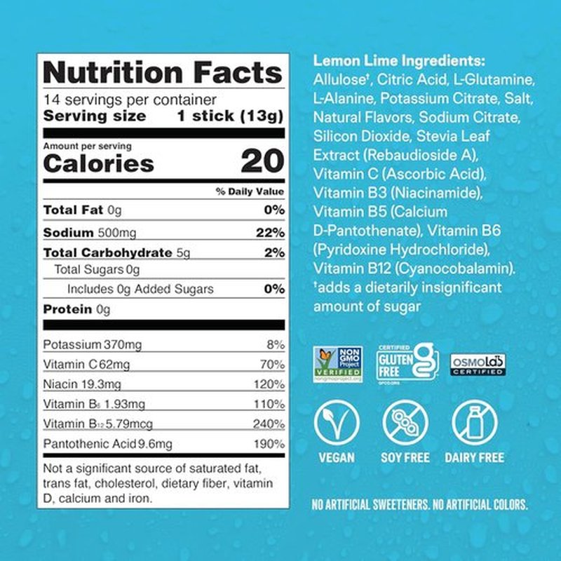 Liquid I.V. Hydration Multiplier - Sugar-Free Lemon Lime Electrolyte Powder Drink Mix | 14 Servings