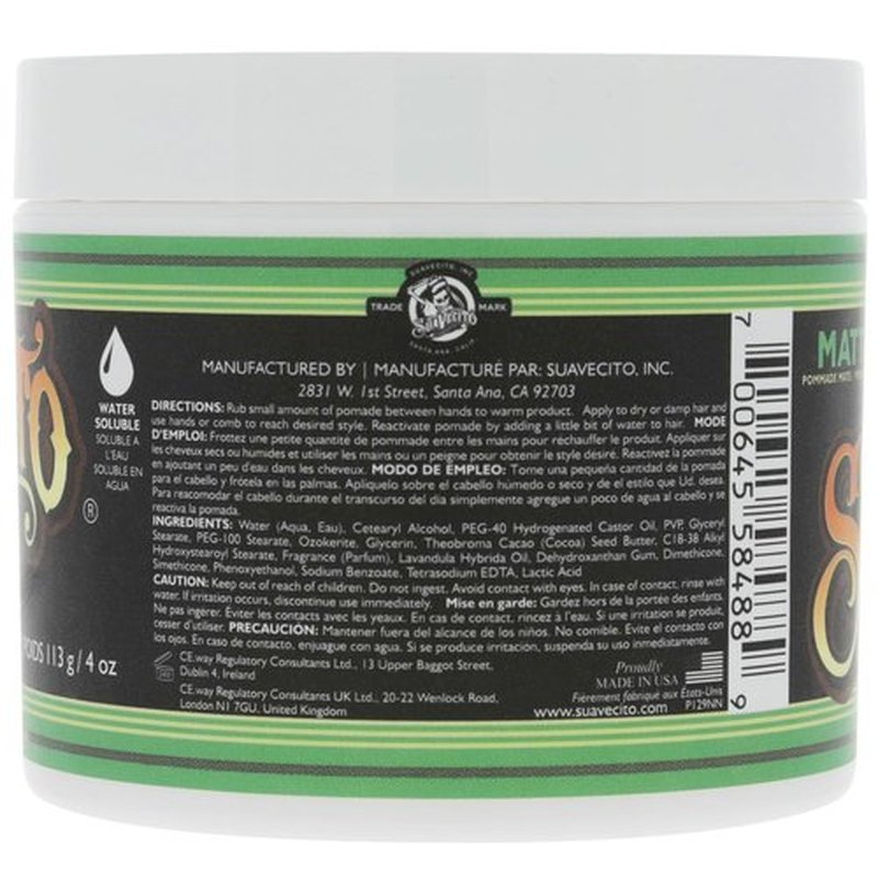 Suavecito Pomade - Matte Formula Hair Pomade for Men | Medium Hold, 4 oz - Natural Texture Finish