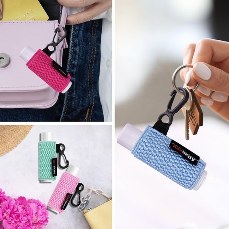 HEYSKAY 10PCS Lip Balm Holder Sleeves Keychain Compact Clip On Lipstick Holder Chapstick Holder Lip Gloss Holder Keychain Chapstick Elastic Sleeves