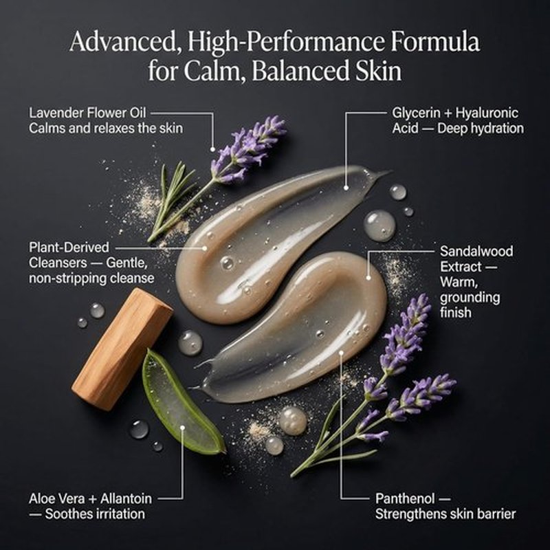 HygieneLab Men's Natural Body Wash - Ultra Hydrating Lavender Sands | EWG Verified, Sulfate-Free, 10 oz