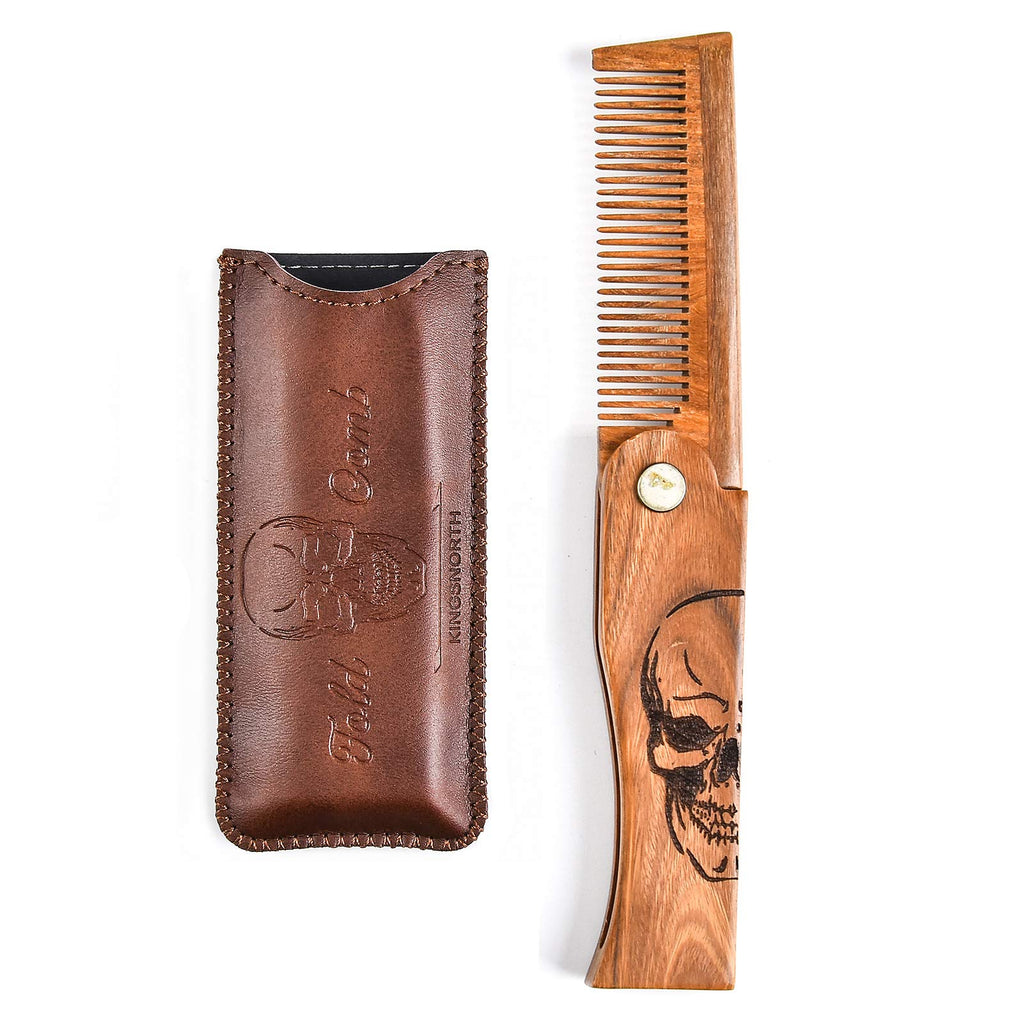 Menesia Folding Wooden Beard Comb for Men