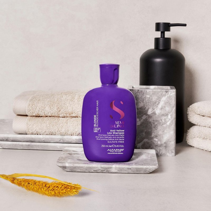 ALFAPARF MILANO Purple Shampoo - Neutralizes Brassy Tones for Blonde & Silver Hair - Hydrating & Strengthening, Sulfate Free