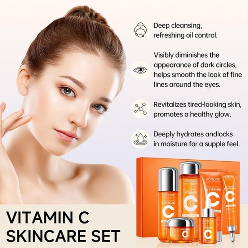 Skiennix 6-Piece Hydrating Skincare Set - Vitamin C & Niacinamide Face Care Kit | Perfect Valentine’s Day Gift for Women