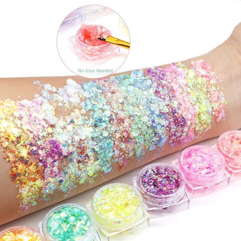 12 Color Glow in the Dark Glitter Gel - UV Black Light Reactive for Face, Body, Hair, Eyeshadow, No Glue Needed - Perfect for UV Parties, Festival & Rave Makeup-Glitter for Cosmetic Purposes