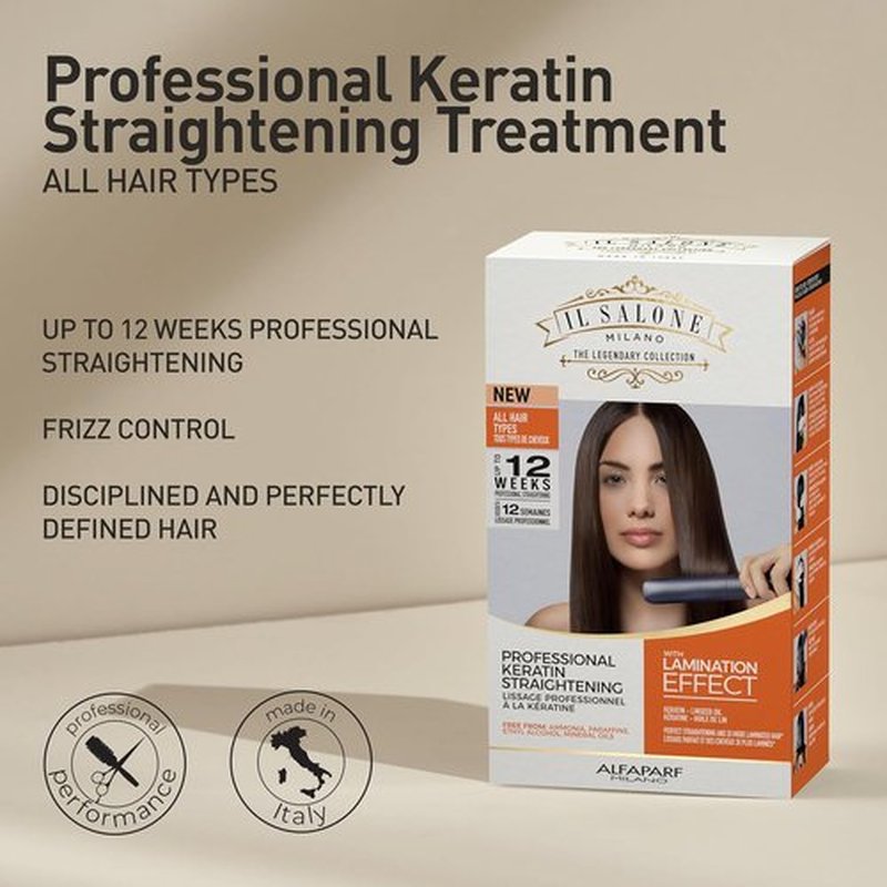 Il Salone Milano Keratin Hair Treatment - Smoothing & Straightening Kit for All Hair Types - Anti-Frizz, Heat Protection