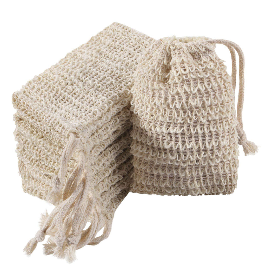 Trounistro 60 Pack Soap Exfoliating Bag Pouch Soap Saver Natural Ramie Soap Bag Hand Made Soap Bag Mesh Soap with Drawstring for Bath Shower Use