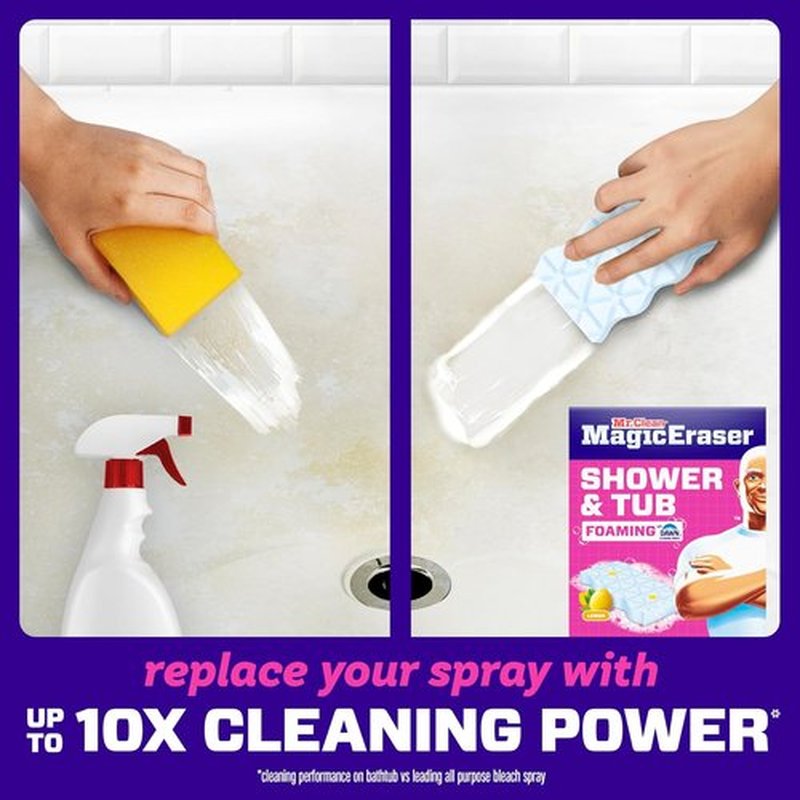 Mr. Clean Magic Eraser Sponge - Powerful Soap Scum Remover for Bathroom & Shower | 6 Count, Lemon Scent