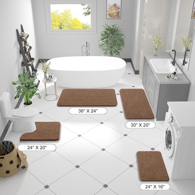 OLANLY Bathroom Runner Rugs - Extra Soft Chenille Bath Mat with Rubber Backing | 70x24 Mocha, Quick Dry & Machine Washable