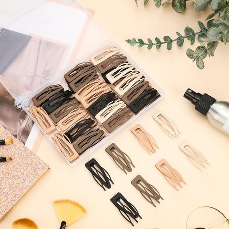 Dingion 60 Pieces Double Grip Hair Clips Metal Snap Hair Clips Grip Women Barrettes Accessories with Plastic Box for Women Girls Making Salon