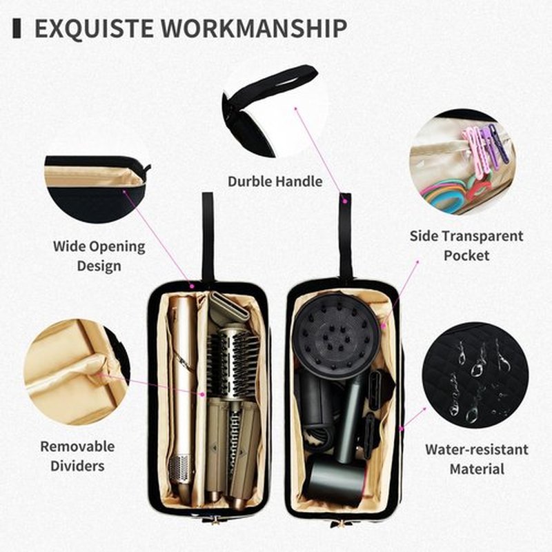 NENYX Hair Tools Travel Bag for Shark Flexstyle, Portable Shark Hair Dryer Case, Waterproof Dustproof Shockproof Flat Curling Iron Travel Organizer, Black