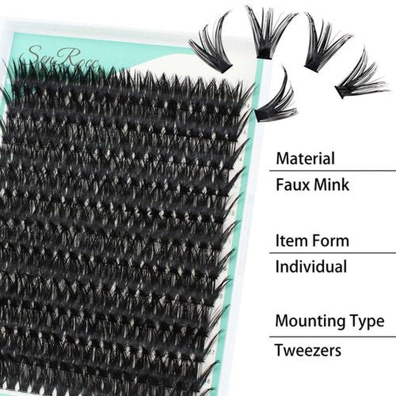 Cluster Lashes Individual Lashes14-18mm D Curl Natural Look Mixed Tray 80D DIY Eyelash Extension Volume Lash Clusters Eyelashes Long 0.07 Individual Lash Extensions (80D-0.07D-14-18)