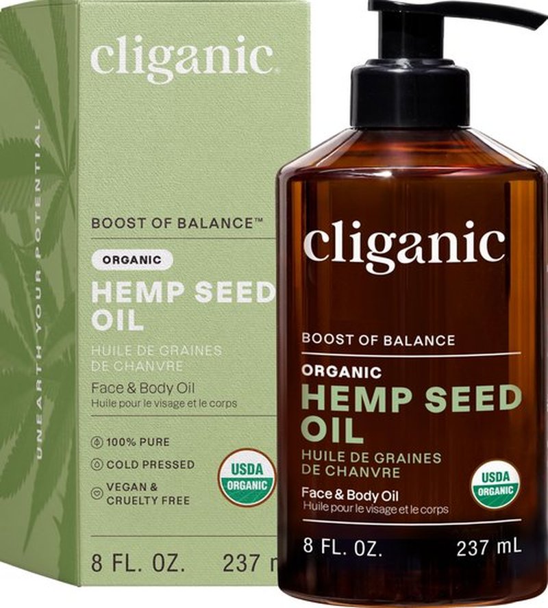 Cliganic Organic Hemp Seed Oil For Skin, Face & Hair - 100% Pure Cold Pressed Natural Unrefined
