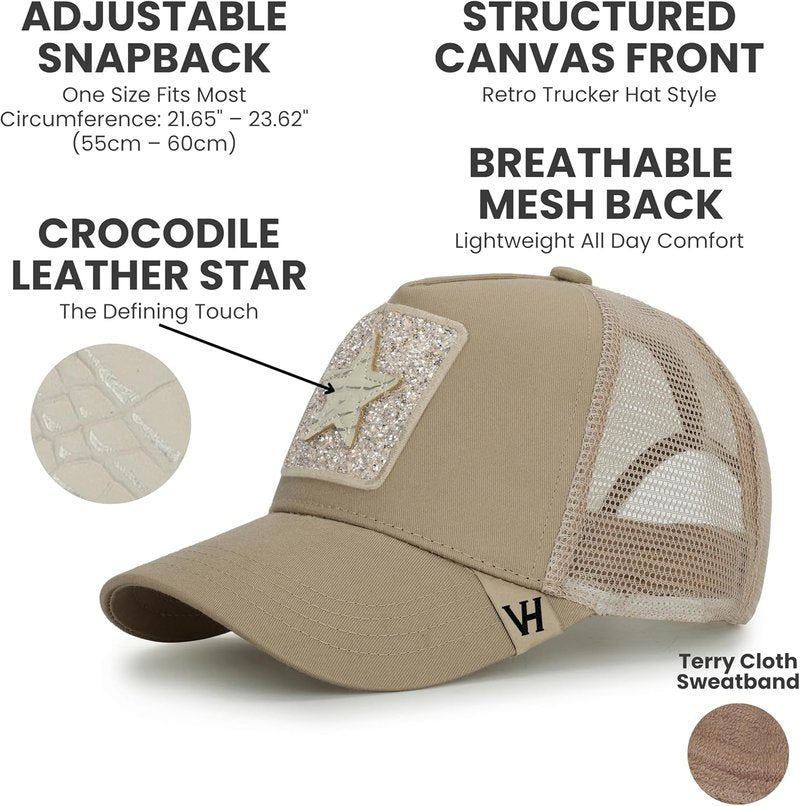 Vintage Havana Trucker Hats for Women - Adjustable Mesh Snapback Baseball Cap | Trendy Fashion Accessory