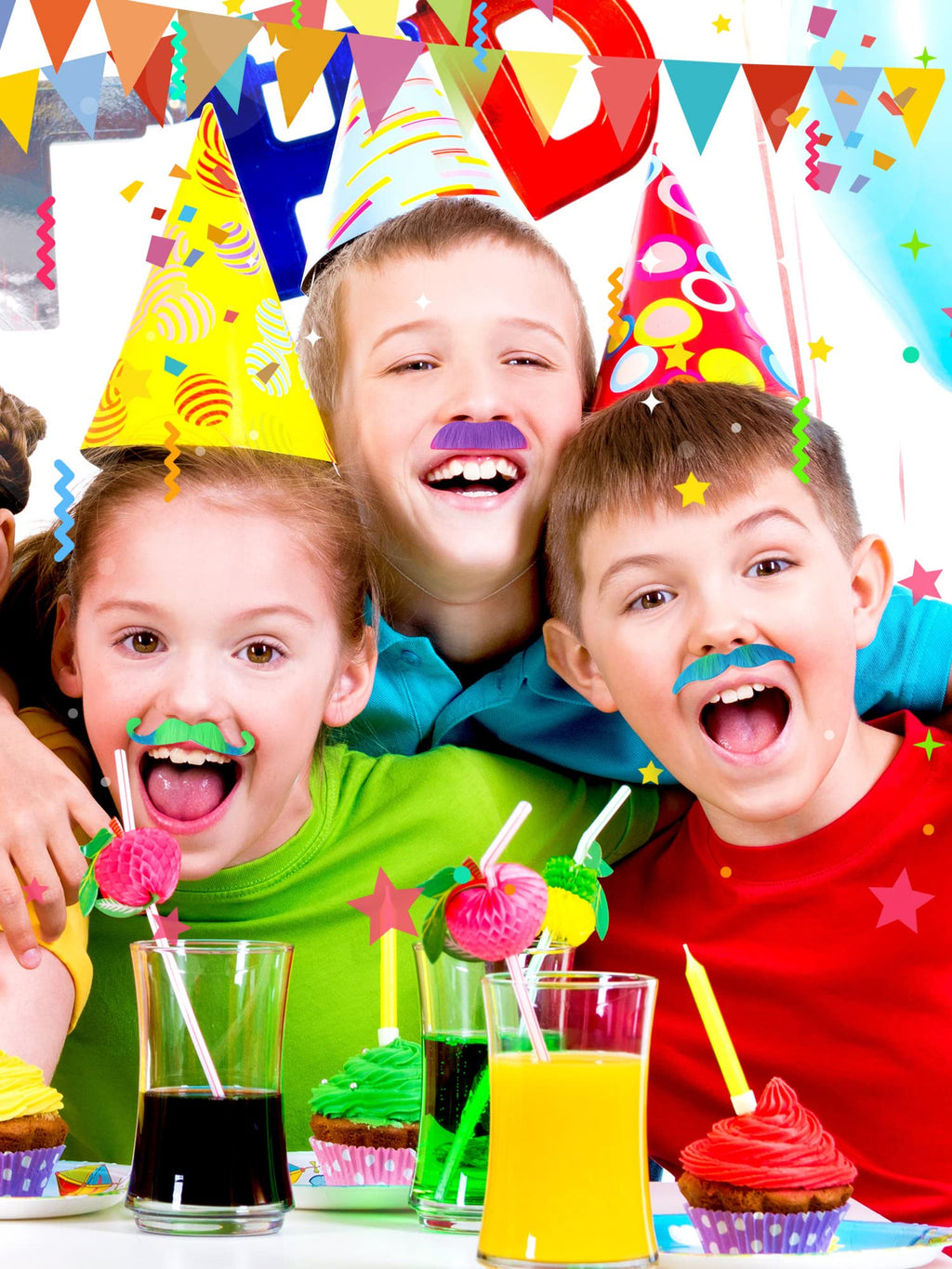 Giegxin 175 Pcs Fake Mustaches Bulk for Kids Stick on Mustache Kids Beard Self Adhesive Sticker School Classroom Costume Beard Novelty