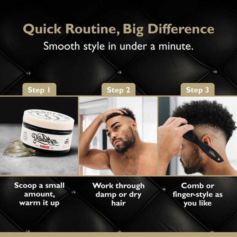 DandyMen Pomade – Strong Hold, High Shine, and Hydrating Formula with Pro-Vitamin B5 – Tobacco Vanilla Scent – 4 oz