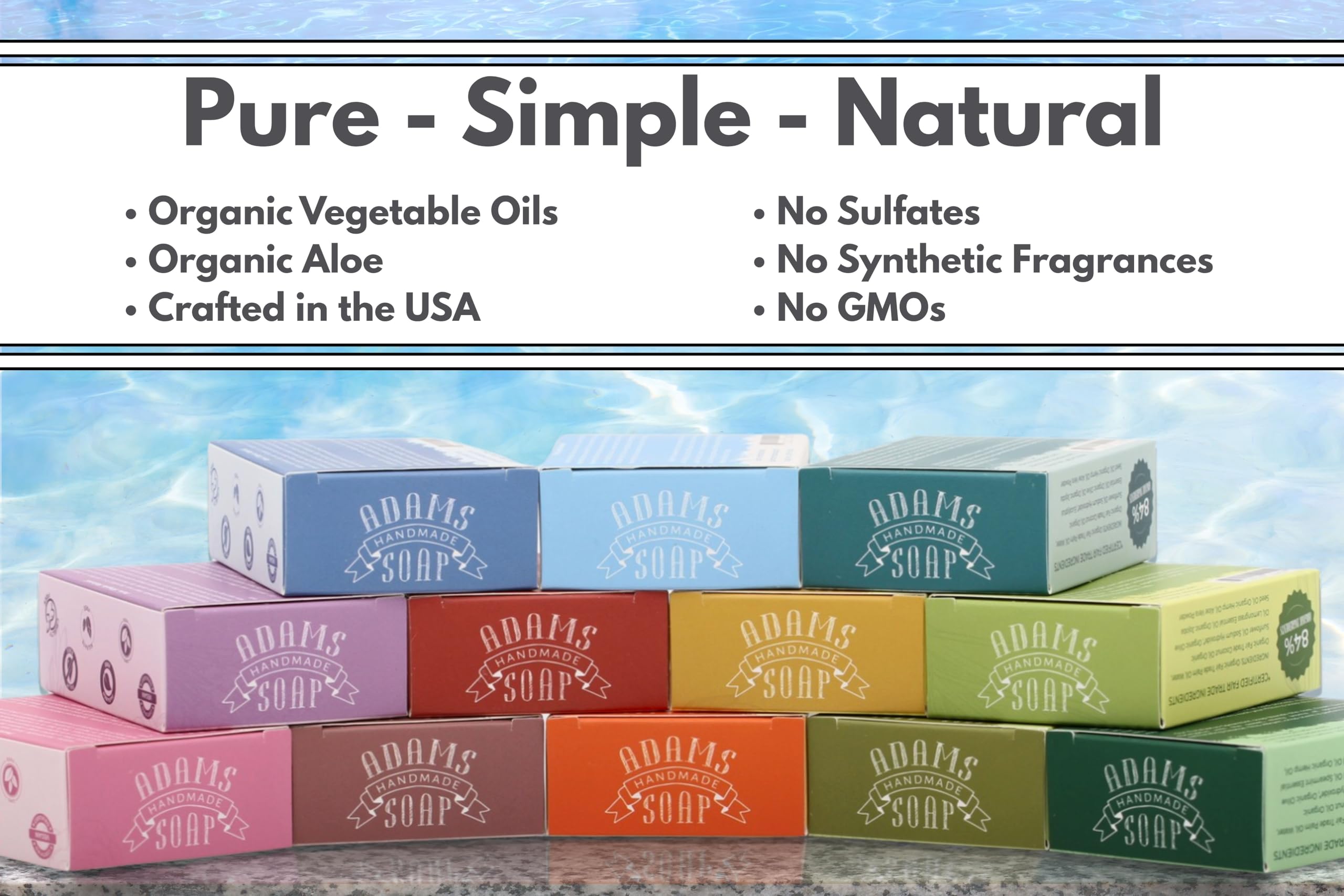 Adams Handmade Soap Variety Pack – 4 Bar Set: Cinnamon Spice, Eucalyptus, Rose, Citrus Medley | Vegan, Cold Process, 84% Organic, Essential Oils, USA Made