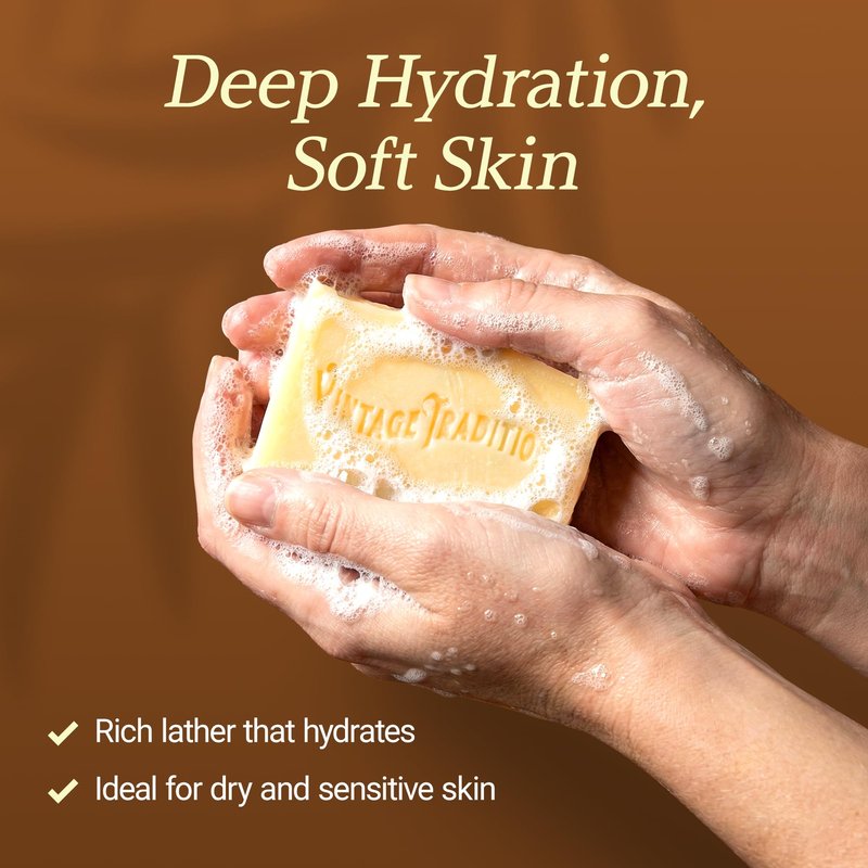 Vintage Tradition Organic Tallow Soap for Face and Body - Unscented bar with Tallow Moisturizer - Natural bar for Deep Hydration, Soothing and Healthy Skin - Organic Soap for All Skin Types