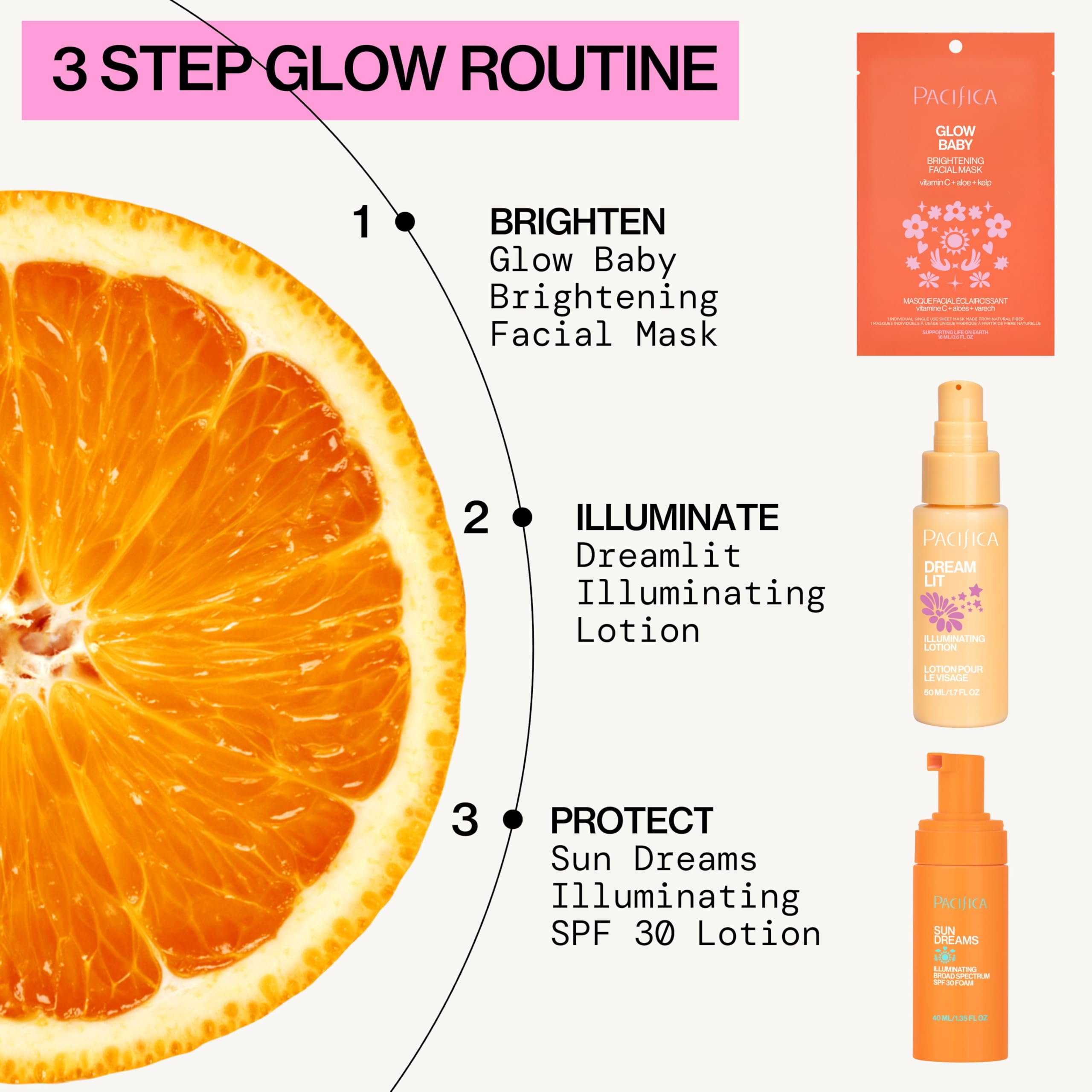 Pacifica Sheet Face Mask - 6 Pack - Glow Baby Brightening Facial Mask w/Vitamin C, Aloe & Kelp – Cooling Mask for Dark Spots & Fine Lines - Clean Beauty Vegan & Cruelty-Free Dermatologist Tested