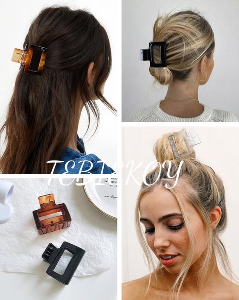TEBIEKOY 4Pcs Hair Claw Clips 2" Small Hair Clips for Women Square Claw Clip for Thick Medium Thin Hair Strong Hold Cute Hair Clip Nonslip Jaw Clips Hair Accessories
