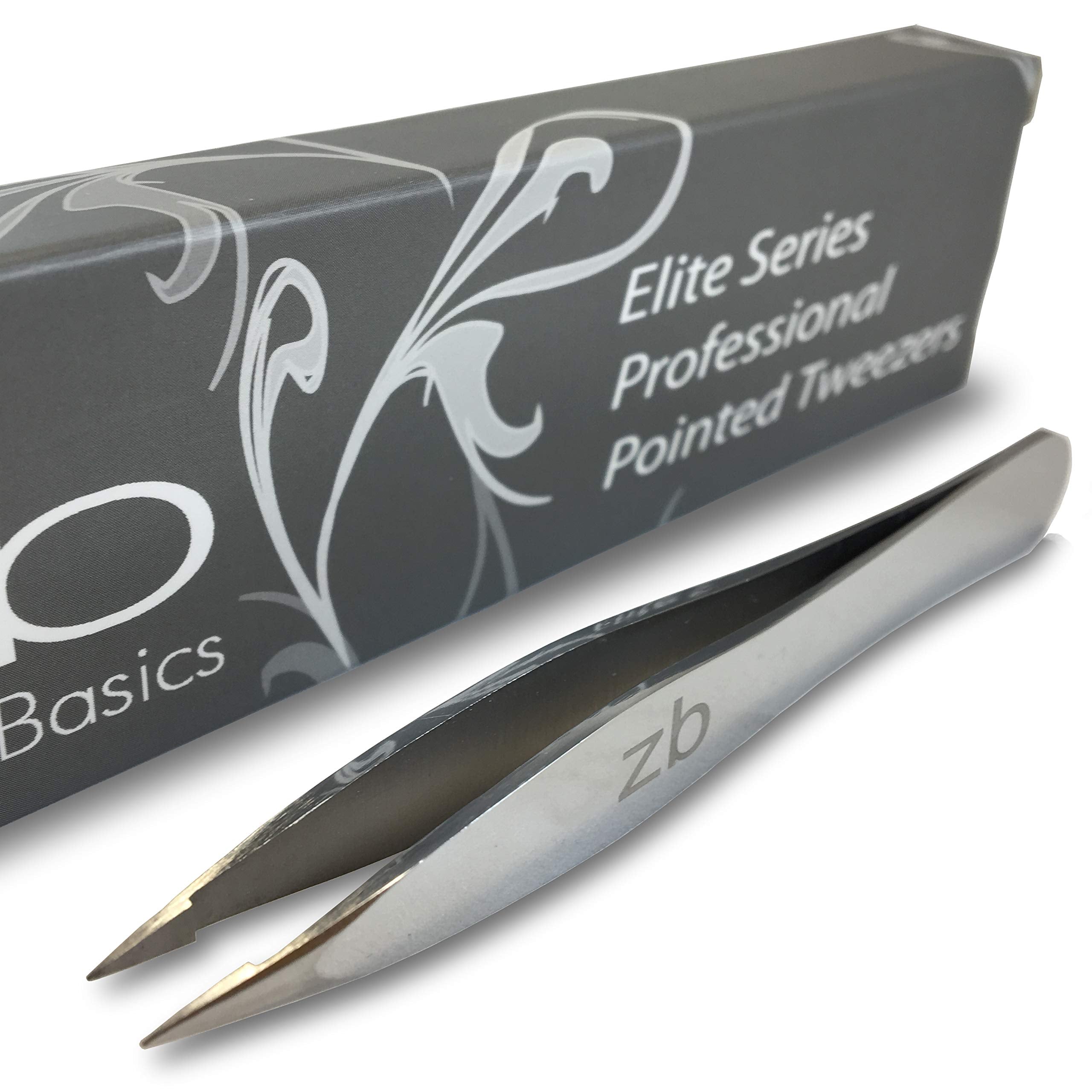 Zizzili Basics Elite Series Tweezers - Surgical Grade Stainless Steel - Precision Pointed Tweezer for Professionals