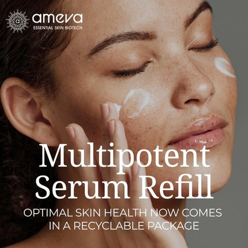AMEVA Mevalonic Acid Multipotent Serum: Plant-Based, Vegan, Boosts Collagen, Hyaluronic Acid, For Sensitive Skin, Anti-Aging, Velvety Soft, Enhances Radiance (Serum Refill)