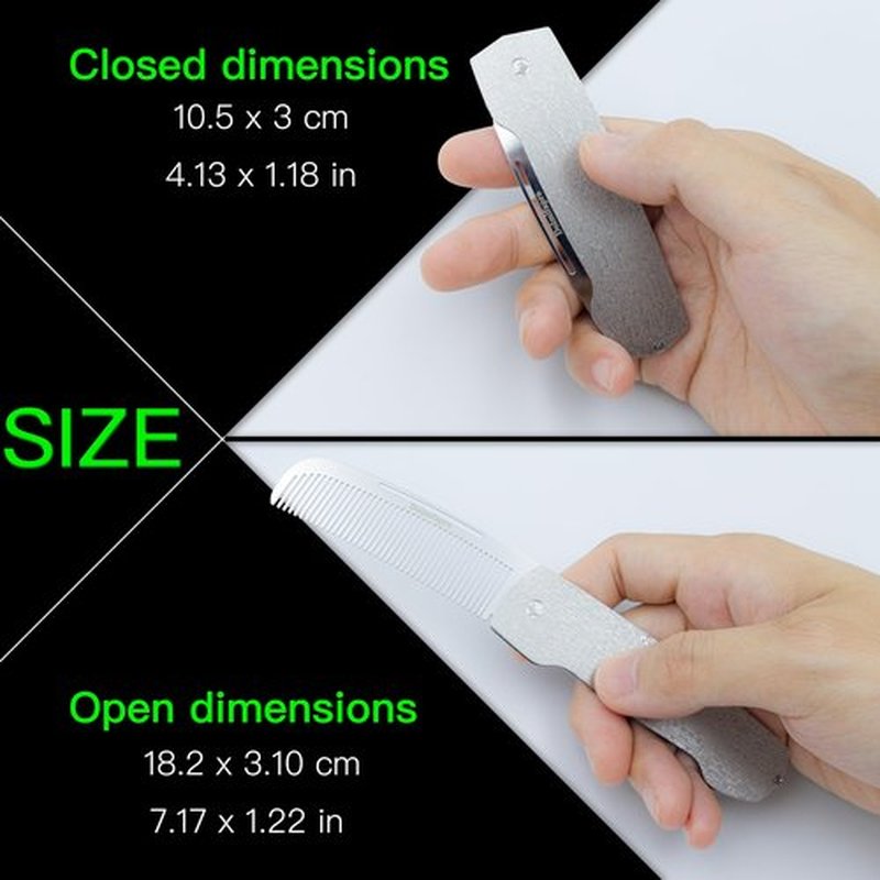 Dolmifapro Folding Pocket Comb for Men Hair Comb Stainless Steel Mustache Comb Wood Grain Design