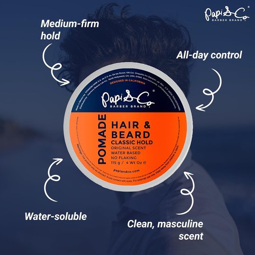 PAPI & CO. Men's Water-Based Pomade - Versatile, No Residue, Classic Hold - 115g