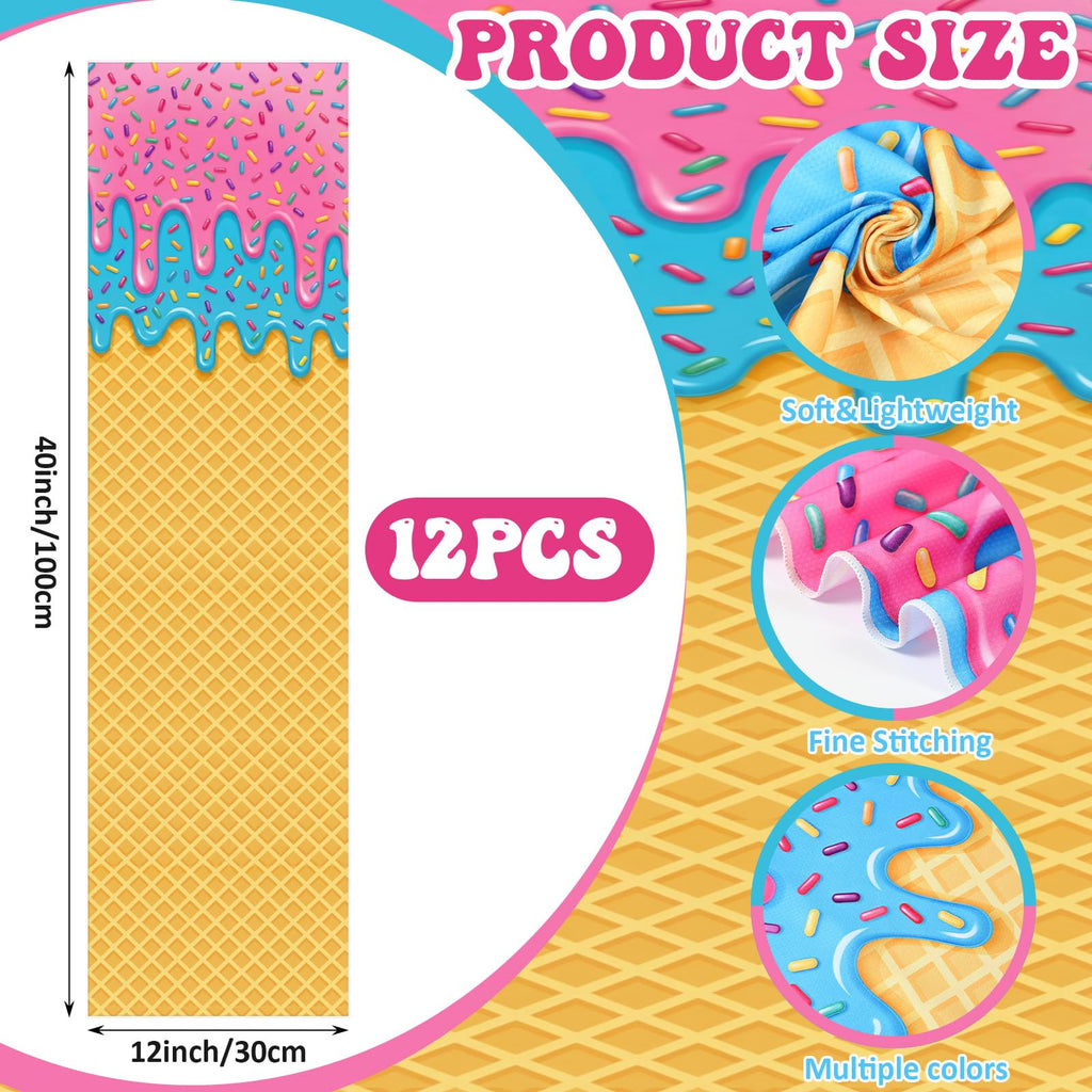 Peryiter 24 Pcs Ice Cream Drip Baseball Party Favors 12 Cooling Towels 12 Drip Drawstring Bags Bulk Sport Gifts for Teams Summer Camping Yoga Running Supplies, Chilly and Absorbent
