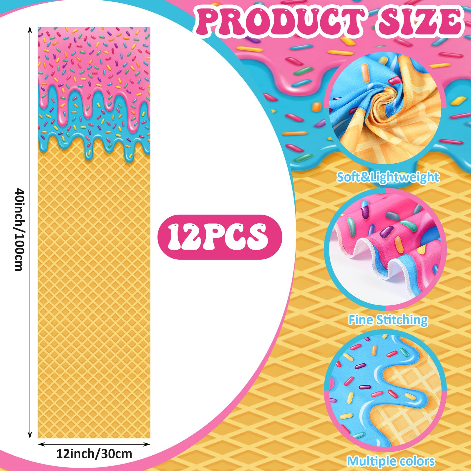 Peryiter 24 Pcs Ice Cream Drip Baseball Party Favors 12 Cooling Towels 12 Drip Drawstring Bags Bulk Sport Gifts for Teams Summer Camping Yoga Running Supplies, Chilly and Absorbent