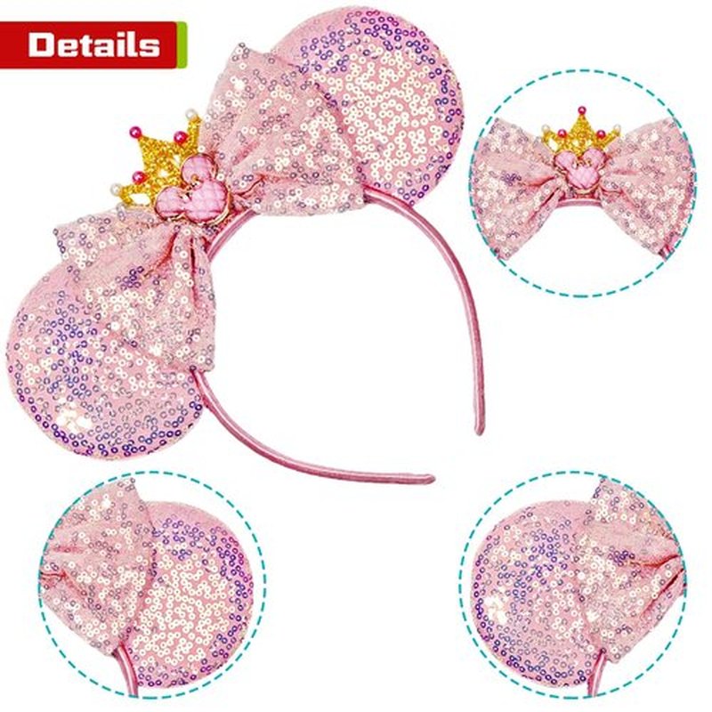 MADO pink mouse ear headbands for women girls, pink women mouse ears costume accessories for adults women girls