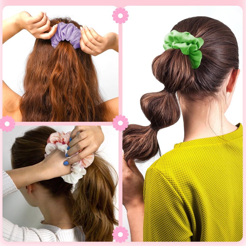WILLBOND 48 Pieces Pastel Small Scrunchies Bulk Macaron Mini Satin Hair Ties Multicolor Elastic Silk Hair Bands Accessories Ponytail Holders for Women