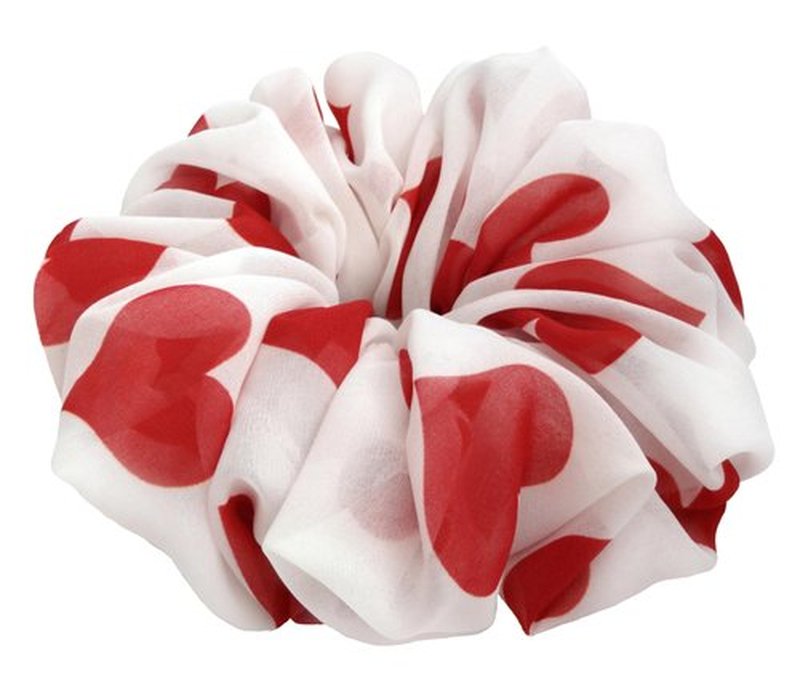 26 Colors Available, Colorful Big Scrunchies for Hair, Soft Chiffon Ponytail Holder, Cute Birthday Gift for Women Girl Teen, Holiday Accessory (Red Hearts)