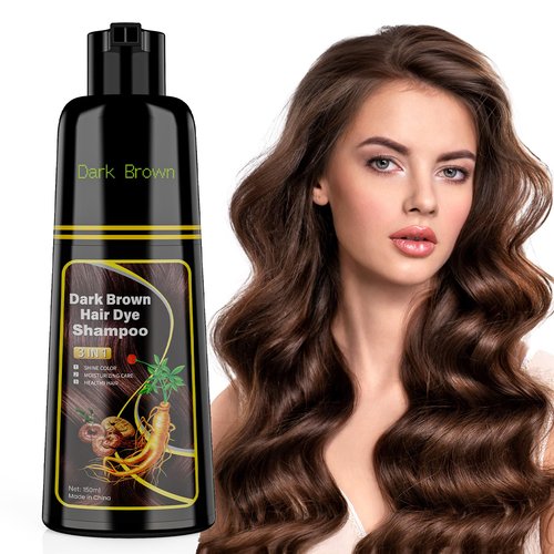 JUANCHI Dark Brown Hair Dye Shampoo 3 in 1, 150ML Hair Dye Shampoo for Women Men