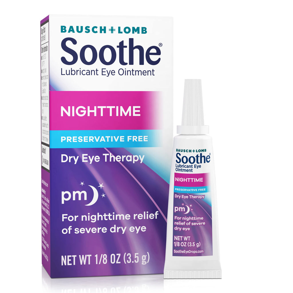 Soothe Eye Ointment by Bausch & Lomb, Lubricant Relief for Dry Eyes, Moisturizing & Comforting Nighttime Dry Eye Therapy, Suitable for Sensitive Eyes, Preservative Free, 3.5 g