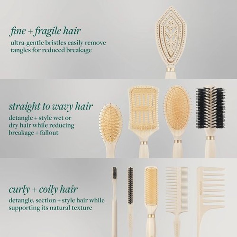 EcoTools Shine Activating Detangler Hairbrush, Brush For Wet Or Dry Hair, Gently Detangle & Style Hair, Heat Safe Paddle Brush, Flexible Bristles, Renewable Bamboo, Vegan & Cruelty-Free, 1 Count