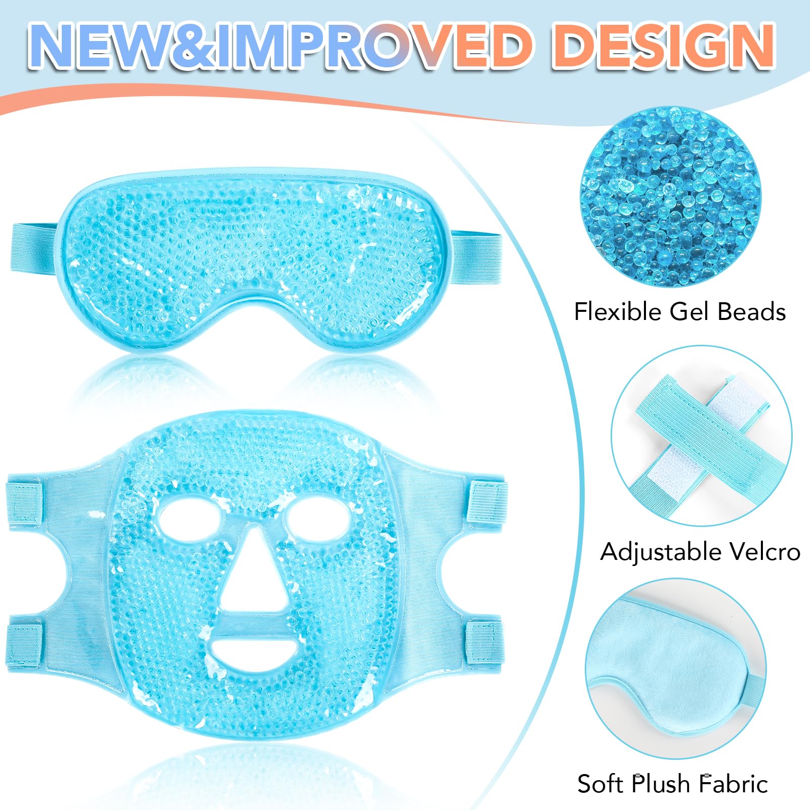 XPCARE Colding Ice Face Mask and Cooling Eye Mask for Puffy Eyes & Migraine Relief, Gel Eye Mask, Cool Face Masks for Dark Circles, Eye Surgery, Sleeping, Pressure, Headaches, Skin Care