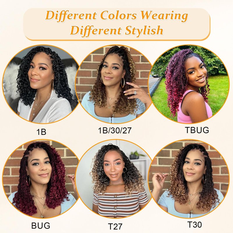 Yewell Goddess Box Braids Crochet Hair - Boho Crochet Box Braids With Curly Ends, 9 Packs Bohomian Box Braids Crochet Hair For Black Women, Pre Looped (10Inch, 1B/30/27)
