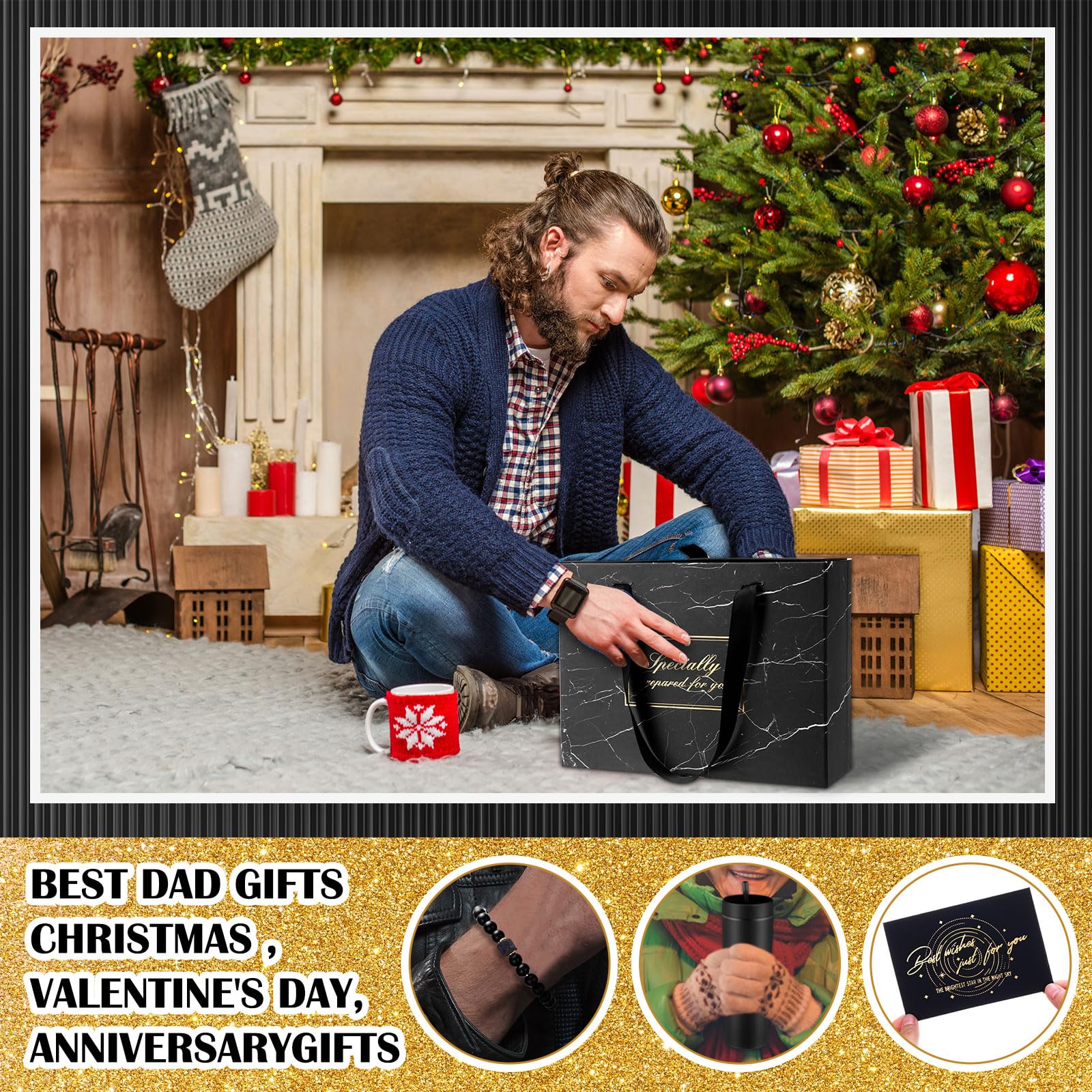 Tioncy 10 Pcs Men Gifts Basket,Premium Birthday Gift Set for Him, Gift Ideas Box with 16oz Tumbler Wallet Belt Tie Bag Retirement Gifts for Husband Boyfriend Dad(Chinese Red)
