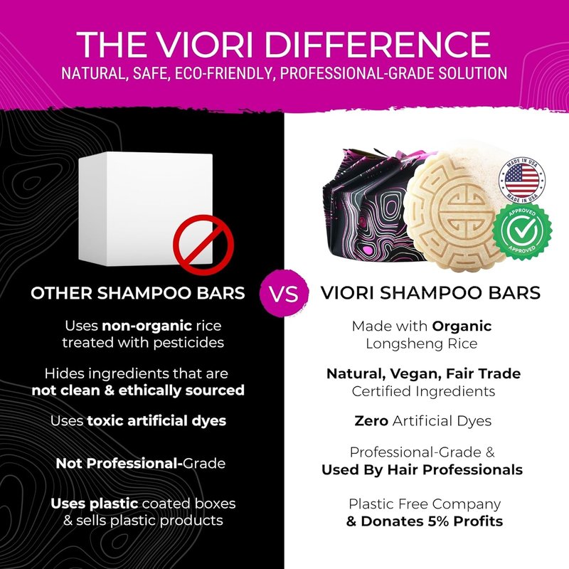 Viori Terrace Garden Shampoo Bar - Handcrafted All-Natural Rice Water Formula | Sulfate-Free