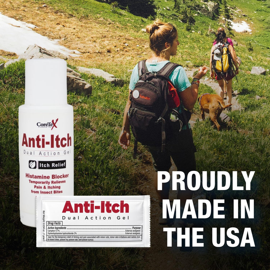 CoreTex Anti-Itch Dual Action Gel Packets - Pack of 25 Single-Use Topical Analgesic Gel Packets for Fast Acting Relief from Poisonous Plant Rashes, Insect Bites, & Other Mild Skin Irritations
