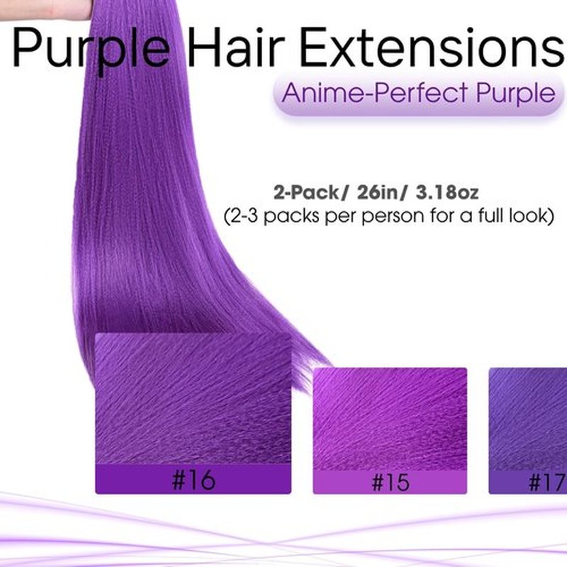 26in Long Purple Hair Extensions for Braids: Pre Stretched Purple Braid Wigs, Jumbo Braiding Hair for Women Themed Dress Up Party Cosplay Birthday Halloween Costume Wig (26in, Count, 2)