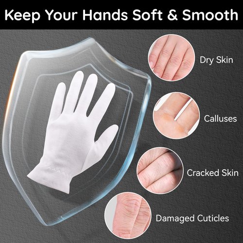 Segbeauty 24 Count White Cotton Hand Gloves with Elastic Band, Extra Large Lotion Moisturizing Gloves (12 Pairs) for Men and Women, Dry Skin Care Overnight Sleeping Gloves
