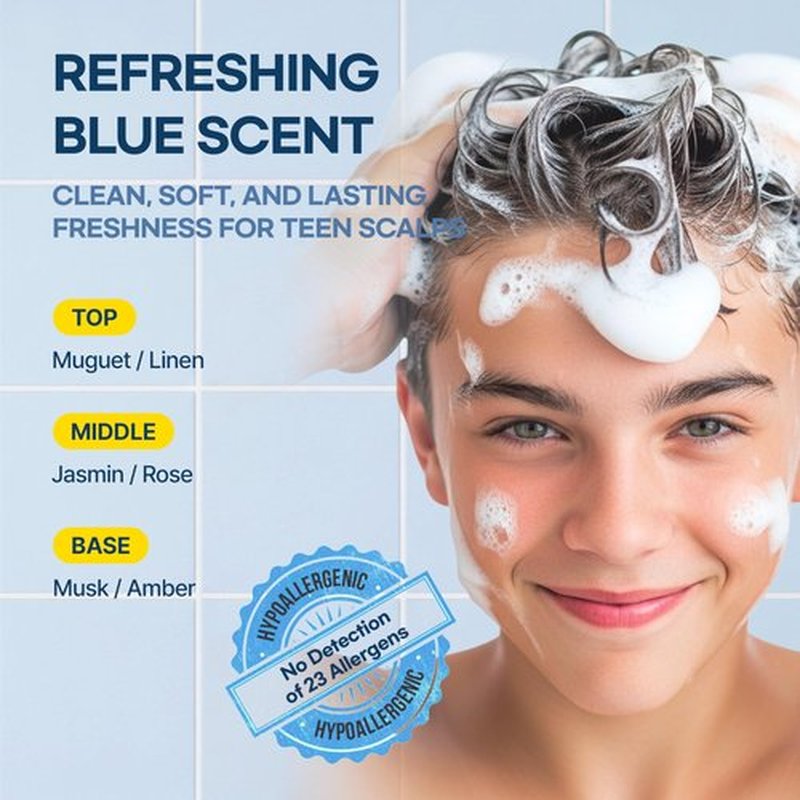 TS GD Shampoo for Flake Prone, Uncomfortable Scalp (14.1 Fl Oz) For Youth & Teens | Gentle Scalp-Care Routine | Silicone, SLS, SLES Free | Korean Hair Care (Blue)