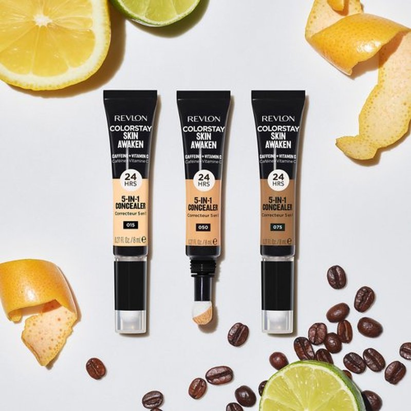 Revlon ColorStay Skin Awaken 5-in-1 Concealer, Lightweight, Creamy Longlasting Face Makeup with Caffeine & Vitamin C, For Imperfections, Dark Circles & Redness, 005 Fair, 0.27 Fl Oz