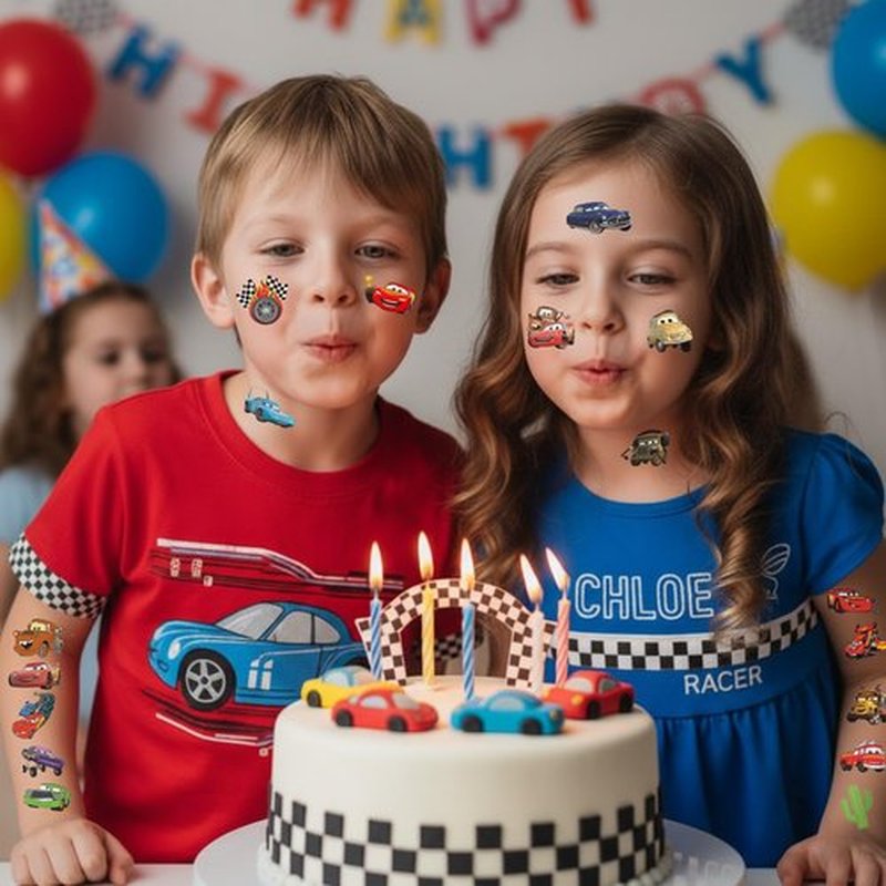 Racing Car Temporary Tattoos For Kids - Race Car Party Favors Birthday Decorations Supplies Gift Idea For Kids Teens Craft School Prizes - 58 Patterns