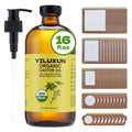 YILUXUN 50Pcs Castor Oil Pack Wrap with 16oz castor oil Organic Cold Pressed Unrefined Glass Bottle,Disposable Castor Oil Patches for Belly Button,Stomach,Knee,Feet,Entire Body