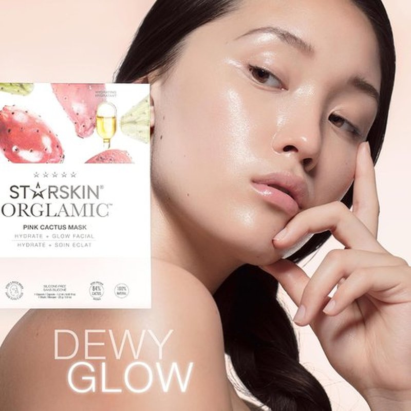 STARSKIN Orglamic Pink Cactus 2-Step Sheet Mask - Hydrating & Firming Face Mask for All Skin Types | 1x25g