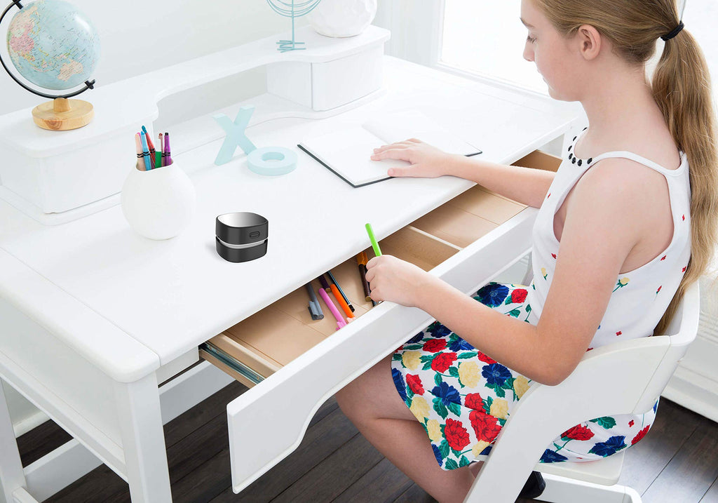 ODISTAR Desktop Vacuum Cleaner,Mini Table dust Sweeper Energy Saving,High Endurance up to 400 mins,Cordless&360º Rotatable for Cleaning Hairs,Crumbs,Computer Keyboard of Gifts for Kids (Black)